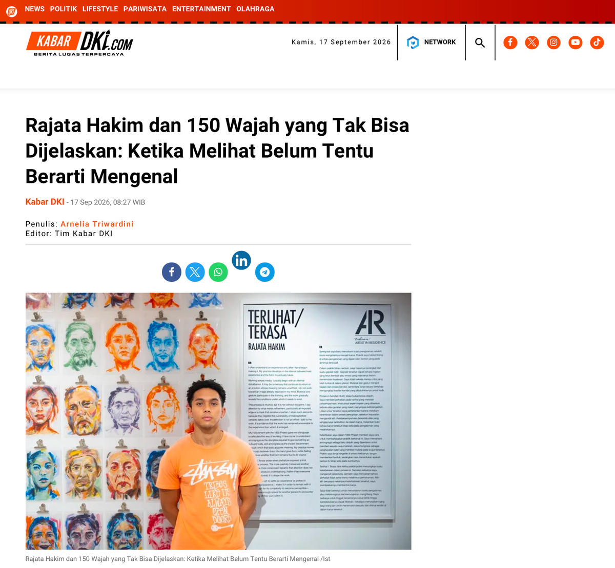 Kabar DKI: "Rajata Hakim dan 150 Wajah yang Tak Bisa Dijelaskan: Ketika Melihat Belum Tentu Berarti Mengenal"