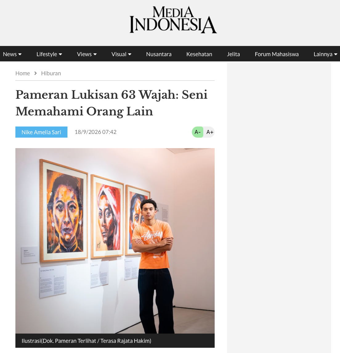 Media Indonesia: "Pameran Lukisan 63 Wajah: Seni Memahami Orang Lain"
