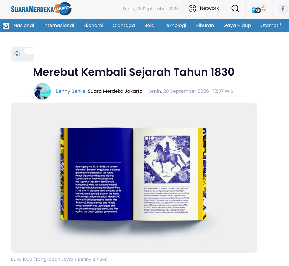 Suara Merdeka: "Merebut Kembali Sejarah Tahun 1830"