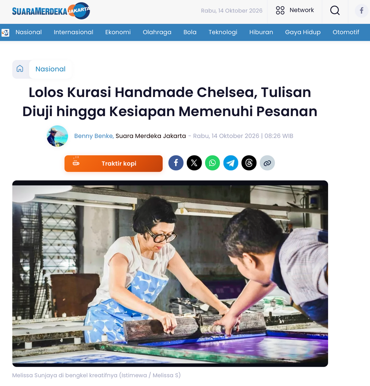 Suara Merdeka: "Lolos Kurasi Handmade Chelsea, Tulisan Diuji hingga Kesiapan Memenuhi Pesanan"