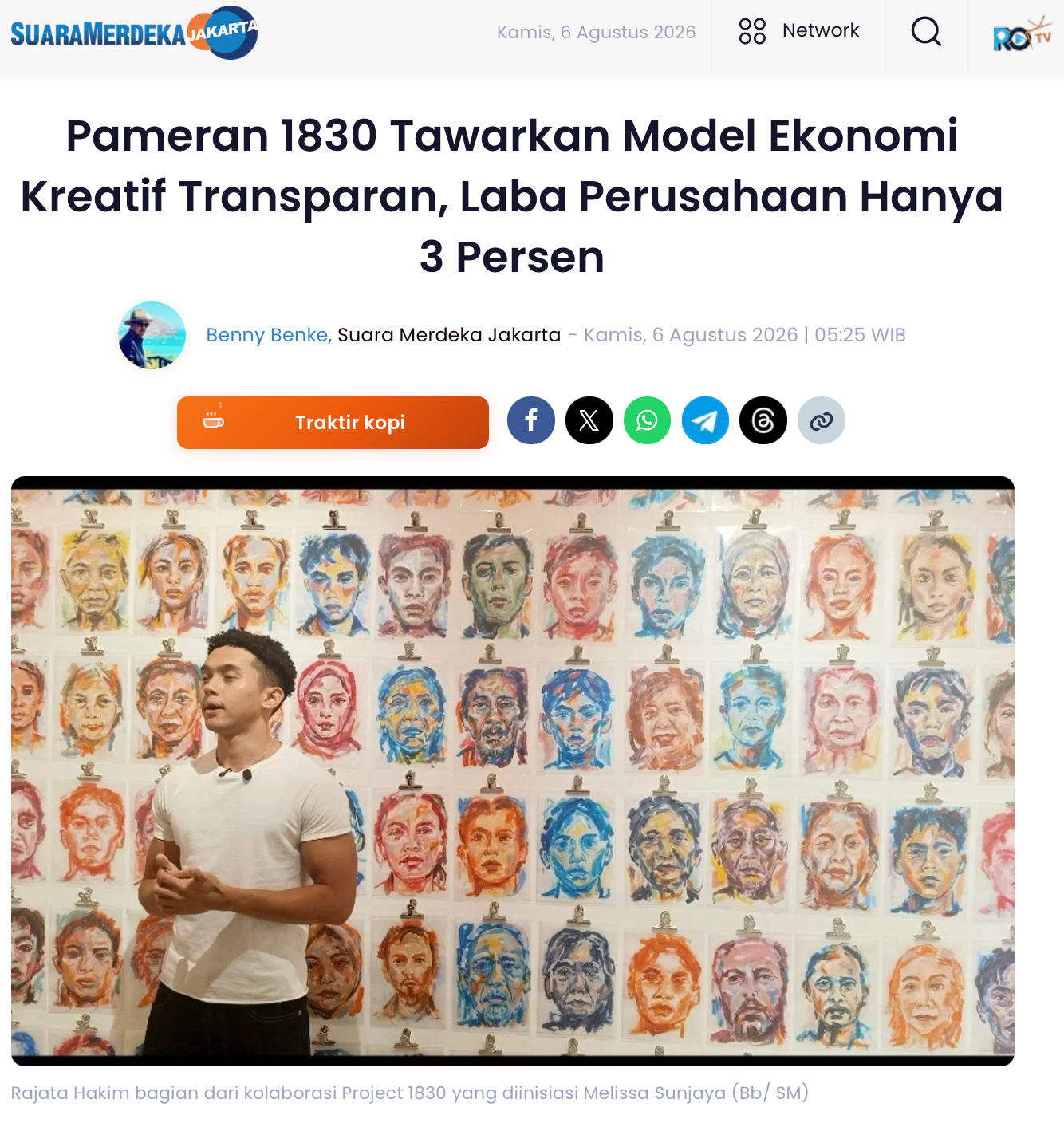 Suara Merdeka: Pameran 1830 Tawarkan Model Ekonomi Kreatif Transparan, Laba Perusahaan Hanya 3 Persen