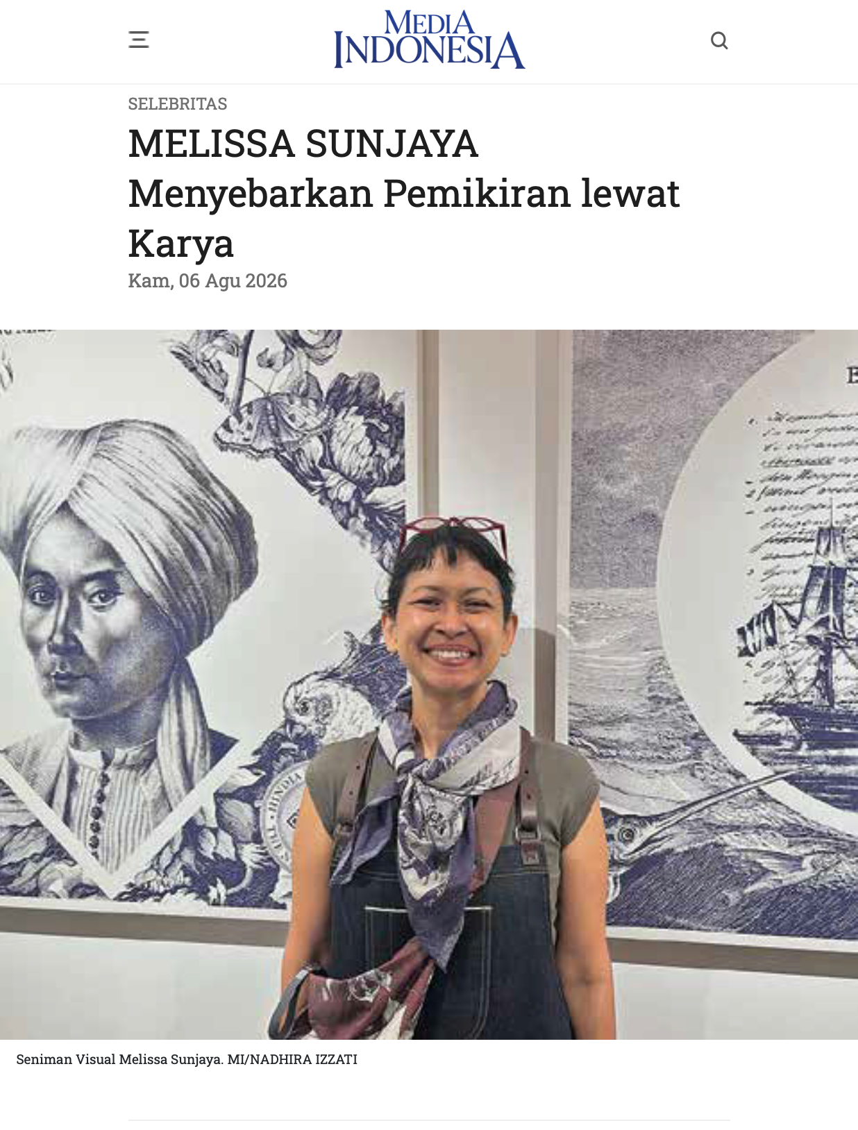 Media Indonesia: "MELISSA SUNJAYA Menyebarkan Pemikiran lewat Karya"