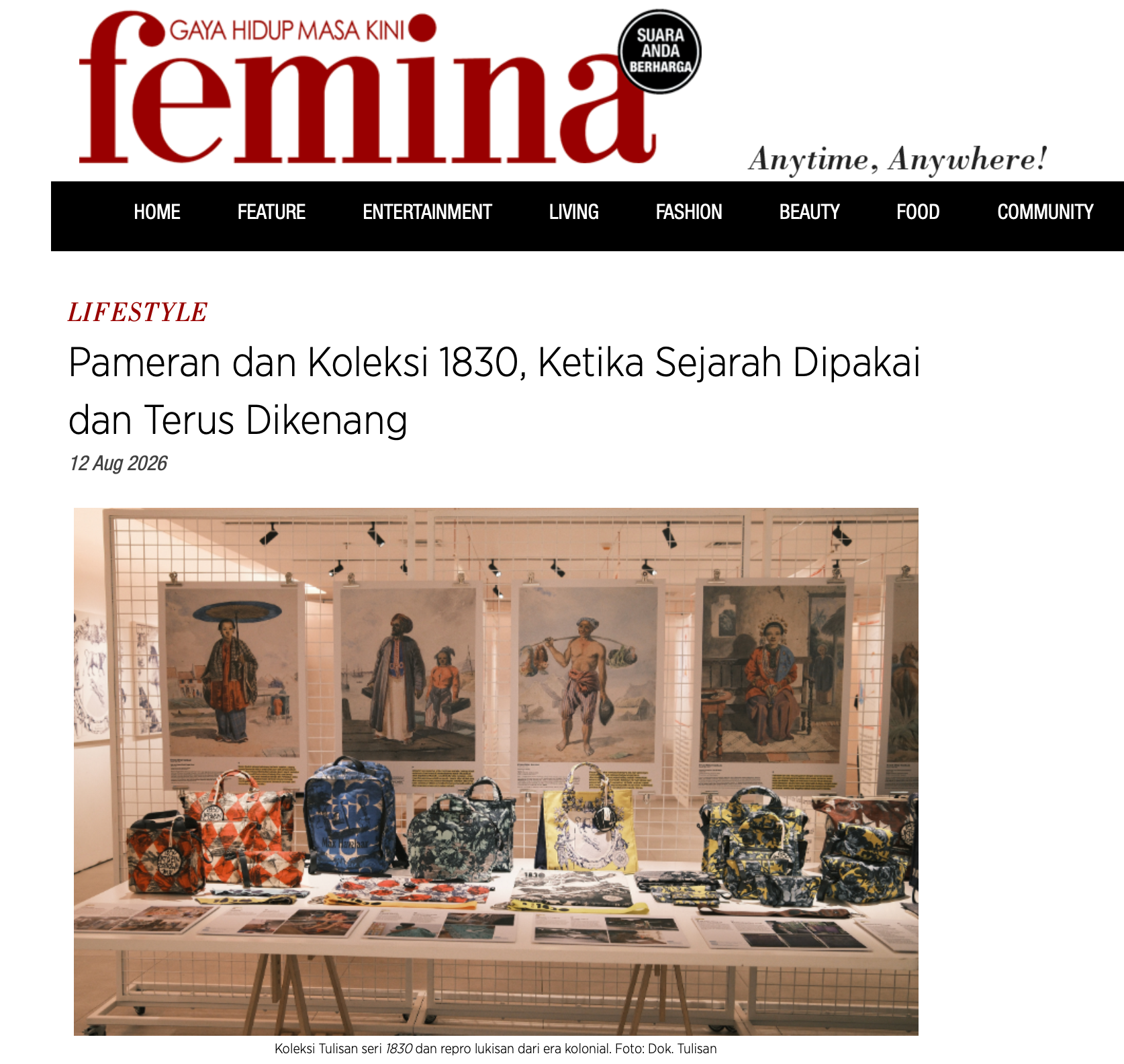 Femina: "Pameran dan Koleksi 1830, Ketika Sejarah Dipakai dan Terus Dikenang"
