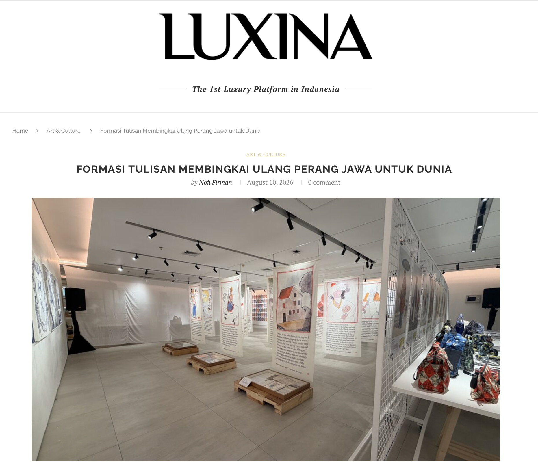 Luxina: "Formasi Tulisan Membingkai Ulang Perang Jawa untuk Dunia"