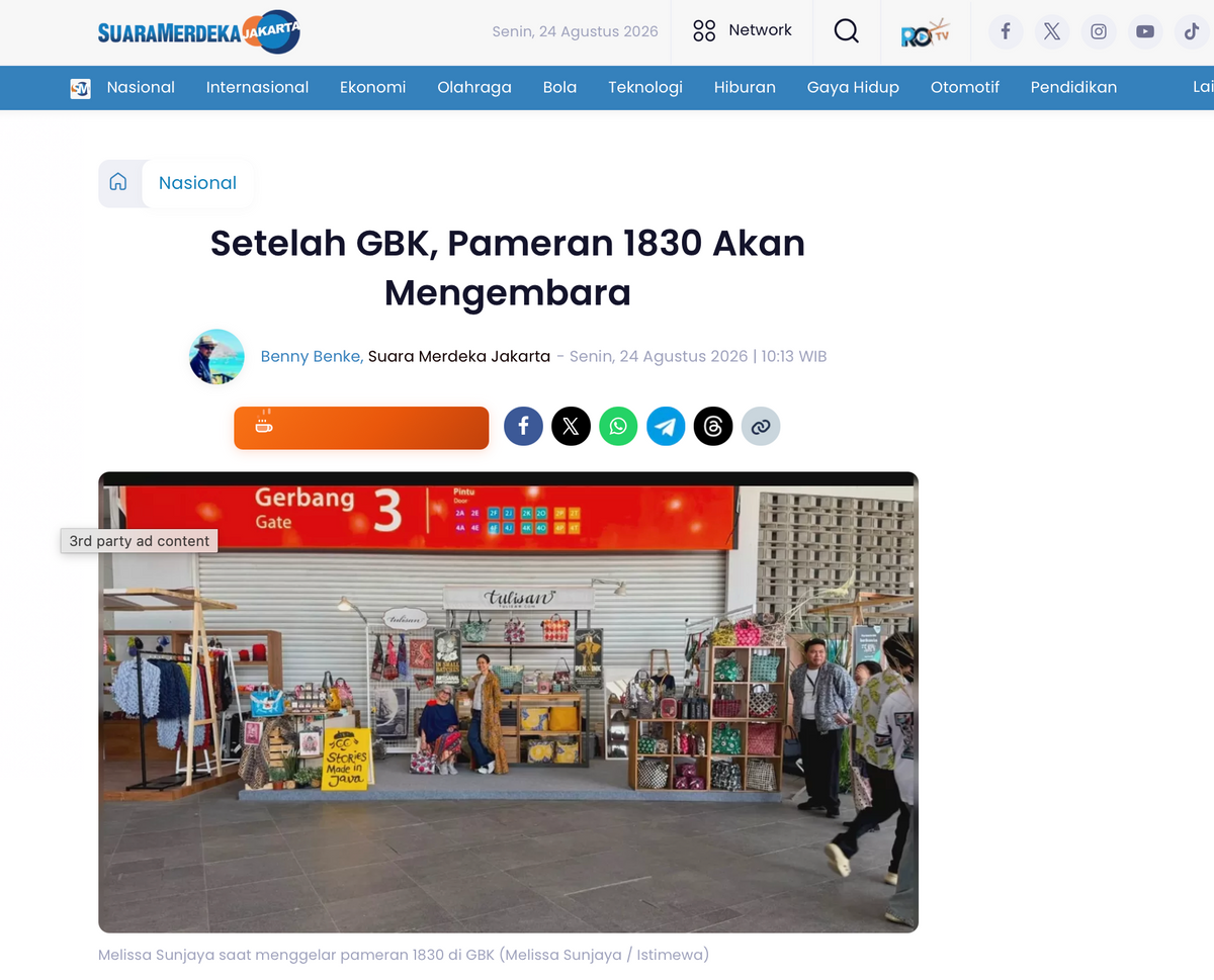 Suara Merdeka: "Setelah GBK, Pameran 1830 Akan Mengembara"