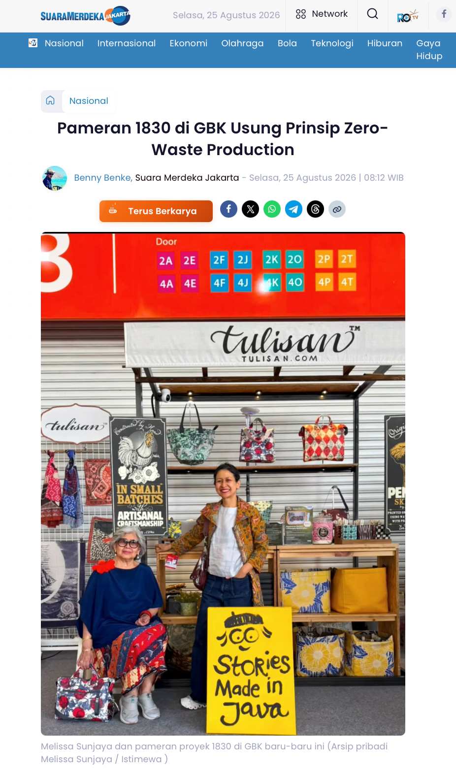 Suara Merdeka: "Pameran 1830 di GBK Usung Prinsip Zero-Waste Production"