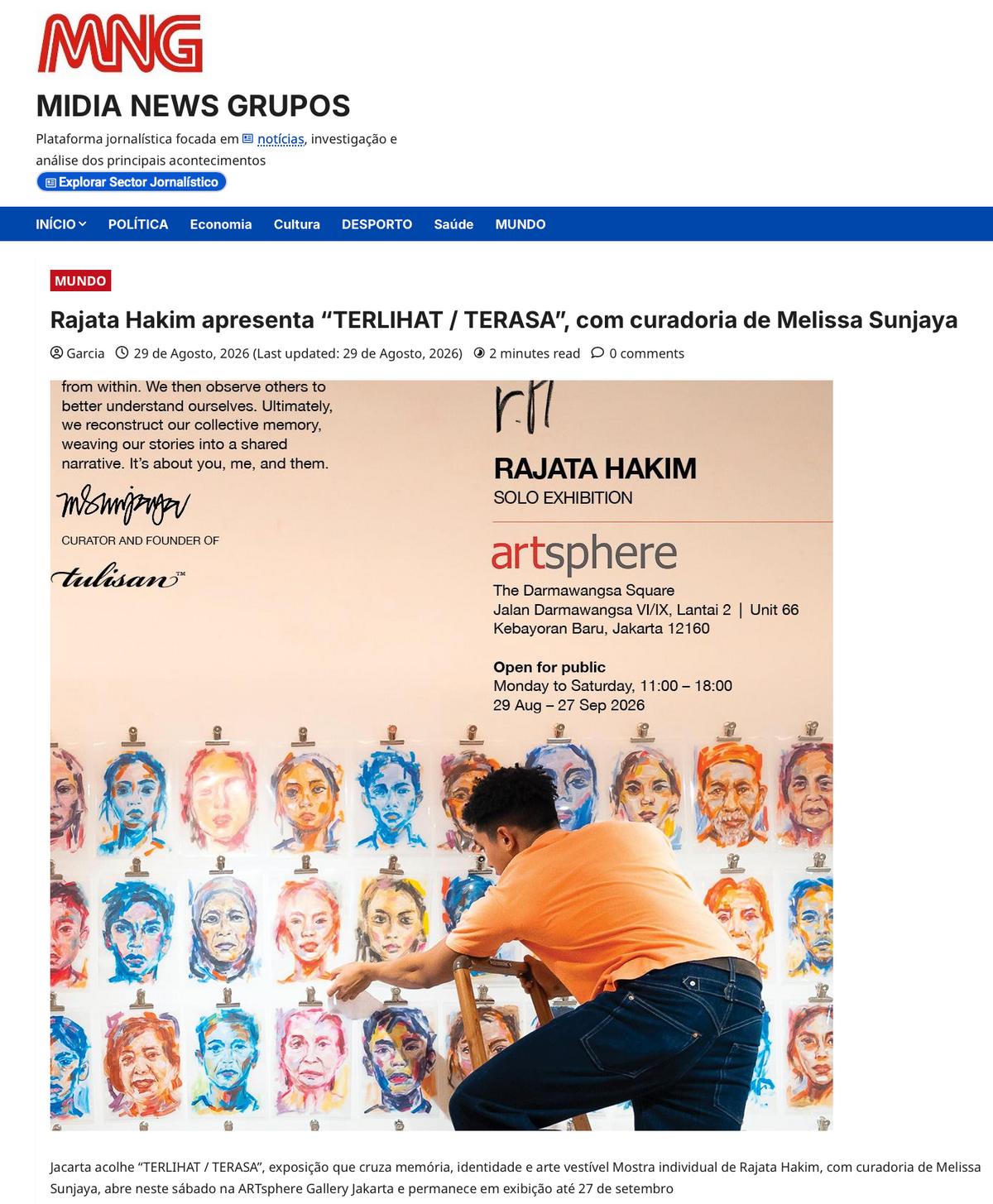 MNG: "Rajata Hakim apresenta “TERLIHAT / TERASA”, com curadoria de Melissa Sunjaya"