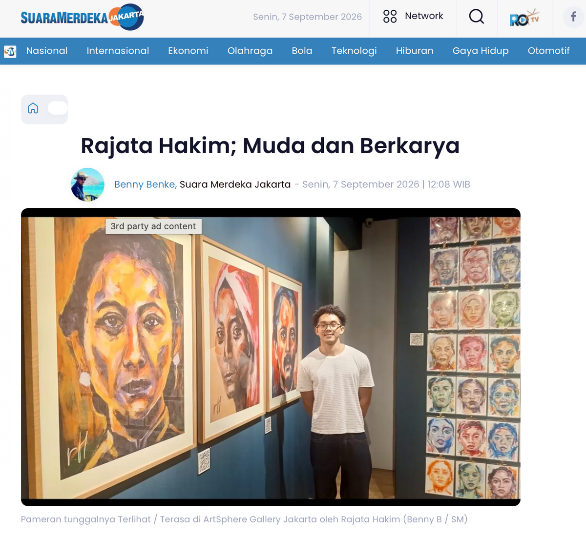 Suara Merdeka: "Rajata Hakim; Muda dan Berkarya"