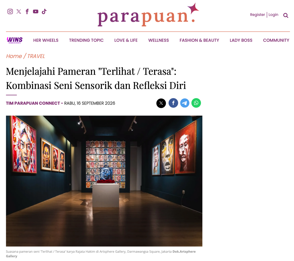 Parapuan: "Menjelajahi Pameran "Terlihat / Terasa": Kombinasi Seni Sensorik dan Refleksi Diri"