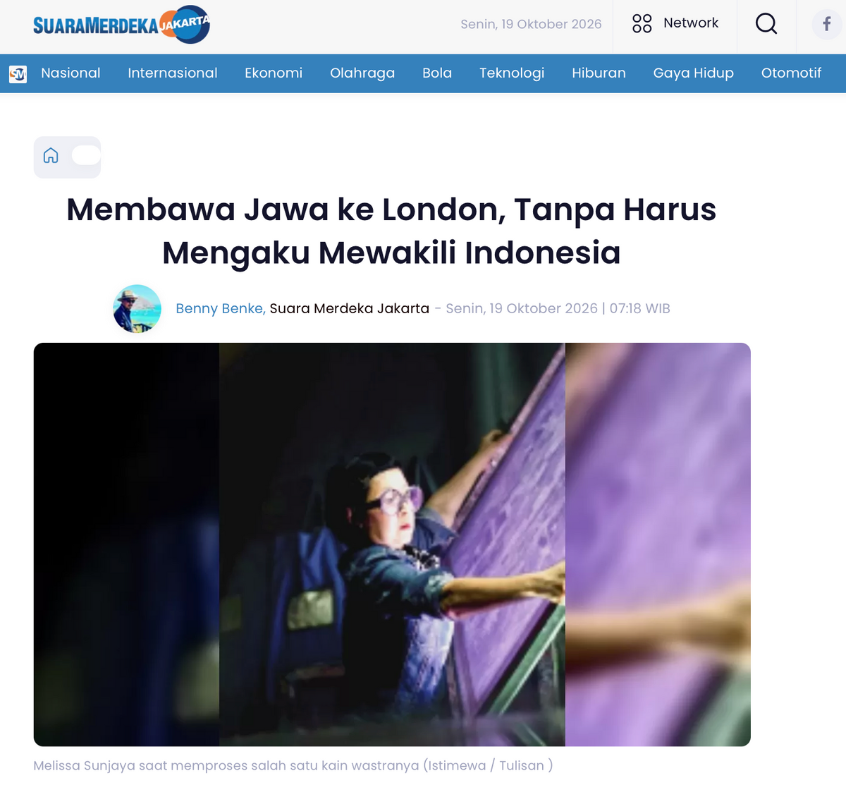 Suara Merdeka: "Membawa Jawa ke London, Tanpa Harus Mengaku Mewakili Indonesia"