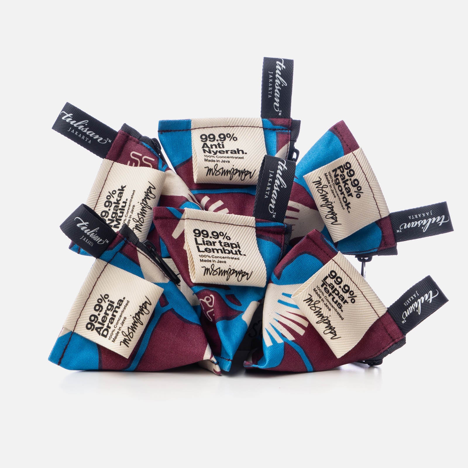 Small colorful bag accessories made of sustainable materials